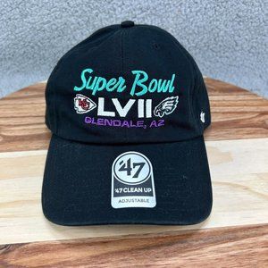 '47 Brand NFL Super Bowl LVII Chiefs vs Eagles Clean Up Adjustable Cap Black Hat